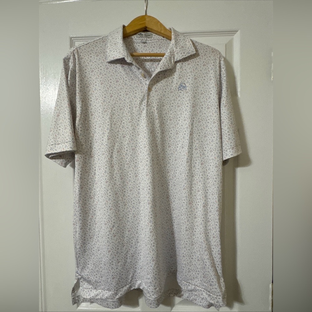 Peter Millar Polo with White and Blue Design